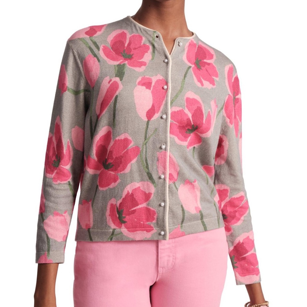 Frances Valentine Grey/Pink Darling Cardigan Dutch Tulip size M - Picture 6 of 6